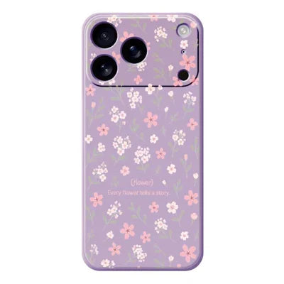 For iPhone 18 Pro Max / 17 Pro Max Case Small Flower Pattern Printing Straight Edge TPU Phone Back Cover - Purple