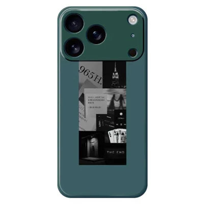 For iPhone 18 Pro Max / 17 Pro Max Case Stitching Photos Pattern Printing Straight Edge TPU Phone Back Cover - Green