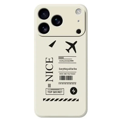 For iPhone 18 Pro Max / 17 Pro Max Case Boarding Ticket Pattern Printing Straight Edge TPU Phone Back Cover - Beige