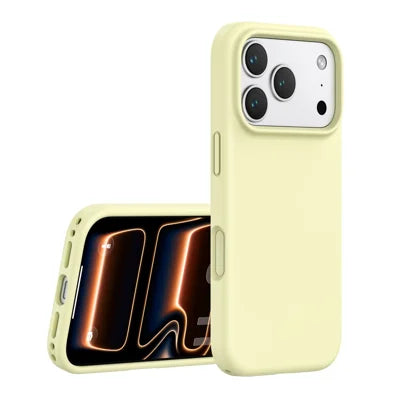For iPhone 18 Pro Max / 17 Pro Max Case PC + Liquid Silicone Anti-Scratch Lining Phone Cover - Cream Yellow