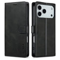 LC.IMEEKE For iPhone 18 Pro Max / 17 Pro Max Case Calf Texture PU Leather Stand Wallet Phone Cover - Black