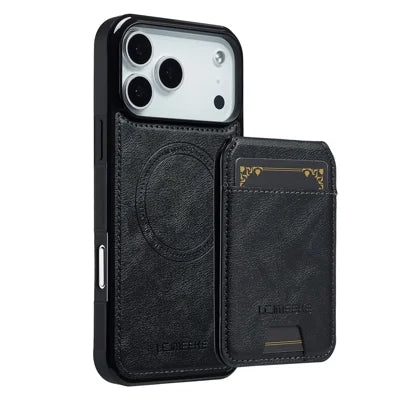 LC.IMEEKE L3 For iPhone 18 Pro Max / 17 Pro Max Magnetic Case Detachable Card Holder Leather TPU Mobile Cover - Black