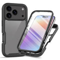 Clear Case for iPhone 18 Pro Max / 17 Pro Max PC + TPU Phone Back Cover with PET Screen Film - Black