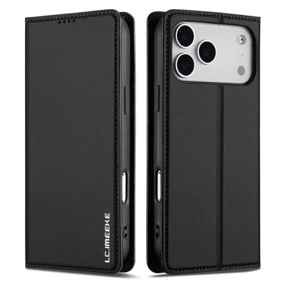 LC.IMEEKE L1 Series for iPhone 18 Pro Max / 17 Pro Max Case PU Leather Wallet Stand Protective Phone Cover - Black
