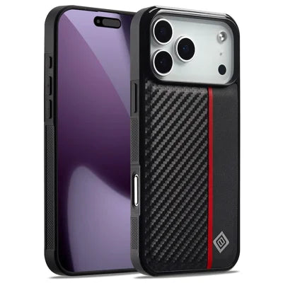 LC.IMEEKE For iPhone 18 Pro Max / 17 Pro Max Case Carbon Fiber Texture Leather + TPU + EVA Phone Cover
