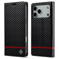 LC.IMEEKE For iPhone 18 Pro Max / 17 Pro Max Wallet Case Carbon Fiber Texture Leather Phone Cover - Horizontal Stripe