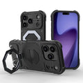 For iPhone 18 Pro Max / 17 Pro Max Case Compatible with MagSafe PC + TPU Kickstand Phone Cover with Lanyard - Black