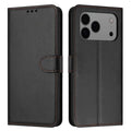 For iPhone 18 Pro Max / 17 Pro Max Case Stand Wallet Leather Phone Cover with Strap - Black