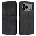 For iPhone 18 Pro Max / 17 Pro Max Case Triangle Imprinted Anti-Scratch Phone Wallet Cover - Black