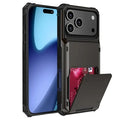 For iPhone 18 Pro Max / 17 Pro Max Case PC + TPU Dual Layer Back Phone Cover with Card Holder - Black
