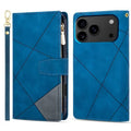 For iPhone 18 Pro Max / 17 Pro Max Wallet Case Color Splicing Leather Phone Cover with Stand - Blue