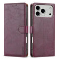 N.BEKUS CSJ-001 For iPhone 18 Pro Max / 17 Pro Max Stand Case PU Leather Wallet Phone Cover - Wine Red