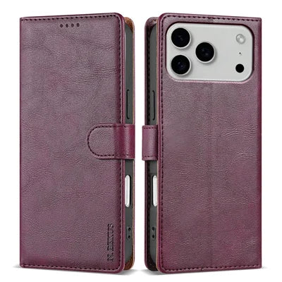 N.BEKUS CSJ-001 For iPhone 18 Pro Max / 17 Pro Max Stand Case PU Leather Wallet Phone Cover - Wine Red