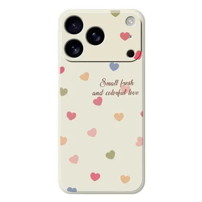 For iPhone 18 Pro Max / 17 Pro Max Case Colorful Love Pattern Printing Straight Edge TPU Phone Back Cover - Beige