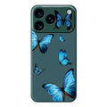 For iPhone 18 Pro Max / 17 Pro Max Case Blue Butterflies Pattern Printing Straight Edge TPU Phone Back Cover - Green