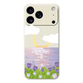 For iPhone 18 Pro Max / 17 Pro Max Case Flowers and Sea Pattern Printing Straight Edge TPU Phone Back Cover - Beige