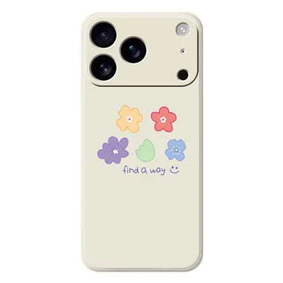 For iPhone 18 Pro Max / 17 Pro Max Case Five Colors Flowers Pattern Printing Straight Edge TPU Phone Back Cover - Beige