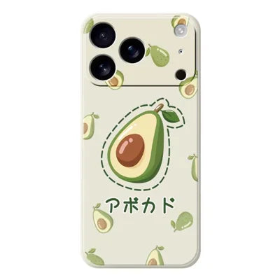 For iPhone 18 Pro Max / 17 Pro Max Case Avocados Pattern Printing Straight Edge TPU Phone Back Cover - Beige