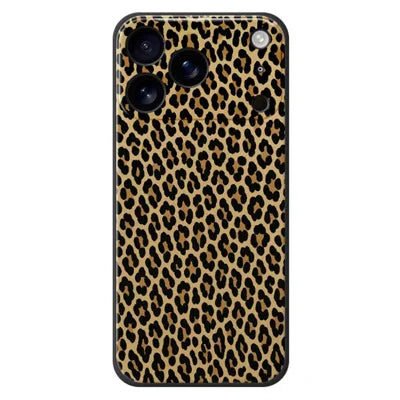 For iPhone 18 Pro Max / 17 Pro Max Case Leopard Print Pattern Printing Straight Edge TPU Phone Back Cover - Black