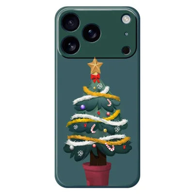 For iPhone 18 Pro Max / 17 Pro Max Case Christmas Tree Potted Plants Pattern Printing Straight Edge TPU Phone Back Cover - Green