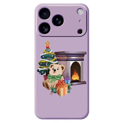 For iPhone 18 Pro Max / 17 Pro Max Case Christmas Fireplace Gifts Pattern Printing Straight Edge TPU Phone Back Cover - Purple