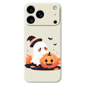 For iPhone 18 Pro Max / 17 Pro Max Case Halloween Ghost Pumpkin Pattern Printing Straight Edge TPU Phone Back Cover - Beige