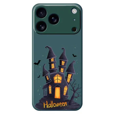 For iPhone 18 Pro Max / 17 Pro Max Case Halloween Castle Pattern Printing Straight Edge TPU Phone Back Cover - Green