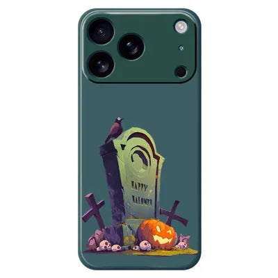 For iPhone 18 Pro Max / 17 Pro Max Case Halloween Tombstone Pattern Printing Straight Edge TPU Phone Back Cover - Green