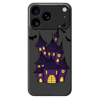 For iPhone 18 Pro Max / 17 Pro Max Case Bat Castle Pattern Printing Straight Edge TPU Phone Back Cover - Black