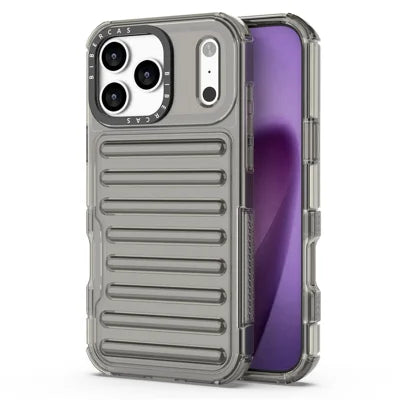 For iPhone 18 Pro Max / 17 Pro Max Case Stripe Design Anti-Slip Detachable TPU + PC Phone Cover - Grey
