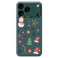 For iPhone 18 Pro Max / 17 Pro Max Case Snowman and Santa Hat Pattern Printing Straight Edge TPU Phone Back Cover - Green