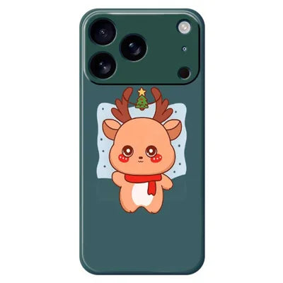 For iPhone 18 Pro Max / 17 Pro Max Case Cartoon Deer Pattern Printing Straight Edge TPU Phone Back Cover - Green