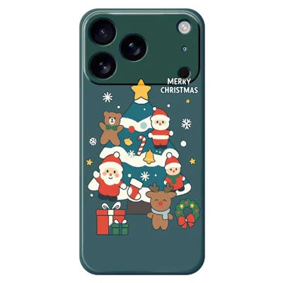 For iPhone 18 Pro Max / 17 Pro Max Case Christmas Tree Gifts Pattern Printing Straight Edge TPU Phone Back Cover - Green