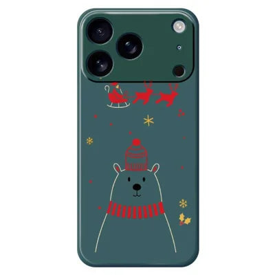 For iPhone 18 Pro Max / 17 Pro Max Case Bear Pattern Printing Straight Edge TPU Phone Back Cover - Green