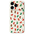 For iPhone 18 Pro Max / 17 Pro Max Case Red and Green Socks Pattern Printing Straight Edge TPU Phone Back Cover - Beige