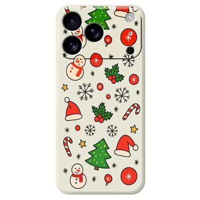 For iPhone 18 Pro Max / 17 Pro Max Case Christmas Elements Pattern Printing Straight Edge TPU Phone Back Cover - Beige