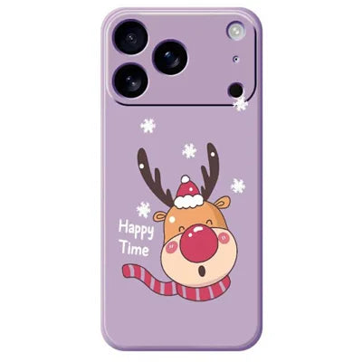 For iPhone 18 Pro Max / 17 Pro Max Case Smiling Deer Pattern Printing Straight Edge TPU Phone Back Cover - Purple