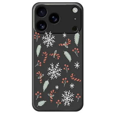 For iPhone 18 Pro Max / 17 Pro Max Case Leaves and Canes Pattern Printing Straight Edge TPU Phone Back Cover - Black