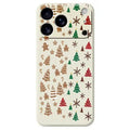 For iPhone 18 Pro Max / 17 Pro Max Case Christmas Tree Gingerbread Pattern Printing Straight Edge TPU Phone Back Cover - Beige