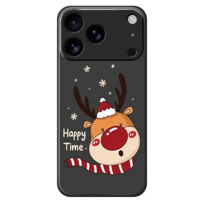 For iPhone 18 Pro Max / 17 Pro Max Case Deer Head Pattern Printing Straight Edge TPU Phone Back Cover - Black