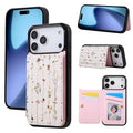 For iPhone 18 Pro Max / 17 Pro Max Case Flower Leather TPU RFID Blocking Phone Cover Card Slots - Dried Flower