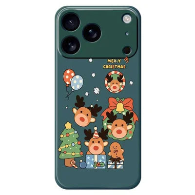 For iPhone 18 Pro Max / 17 Pro Max Case Christmas Gift Deer Pattern Printing Straight Edge TPU Phone Back Cover - Green