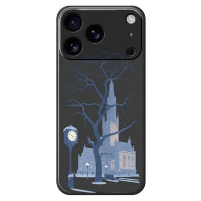 For iPhone 18 Pro Max / 17 Pro Max Case Street Outside The Castle Pattern Printing Straight Edge TPU Phone Back Cover - Black