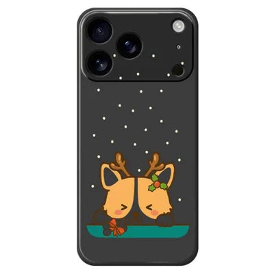 For iPhone 18 Pro Max / 17 Pro Max Case Cute Deer Pattern Printing Straight Edge TPU Phone Back Cover - Black
