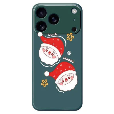 For iPhone 18 Pro Max / 17 Pro Max Case Cute Santa Claus Pattern Printing Straight Edge TPU Phone Back Cover - Green