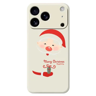 For iPhone 18 Pro Max / 17 Pro Max Case Santa Claus Gift Pattern Printing Straight Edge TPU Phone Back Cover - Beige