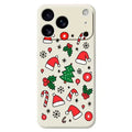 For iPhone 18 Pro Max / 17 Pro Max Case Santa Hats and Canes Pattern Printing Straight Edge TPU Phone Back Cover - Beige