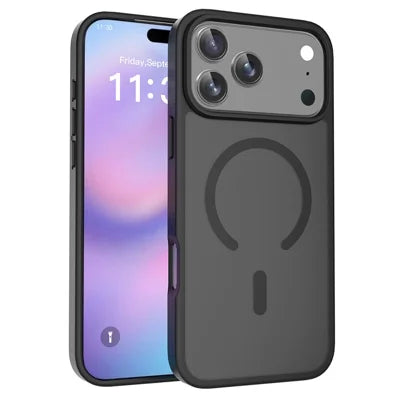 For iPhone 18 Pro Max / 17 Pro Max Case Compatible with MagSafe TPU Frame Acrylic Back Phone Cover Skin Touch - Black