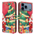 For iPhone 18 Pro Max / 17 Pro Max Wallet Case Christmas Pattern Printing Leather Phone Cover with Lanyard - Christmas Tree