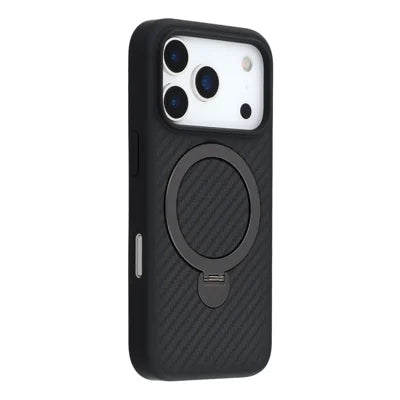 For iPhone 18 Pro Max / 17 Pro Max Case Compatible with MagSafe Kickstand TPU + PC Phone Cover Carbon Fiber Texture